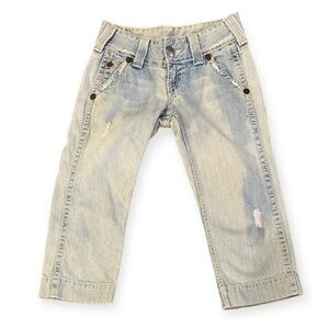 True Religion Sz 3 (26) Capri Jeans Sami Big T Cropped Womens Low Rise